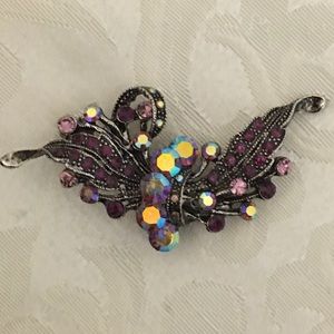 FAUX AMETHYST RHINESTONE VINTAGE BROOCH PIN
